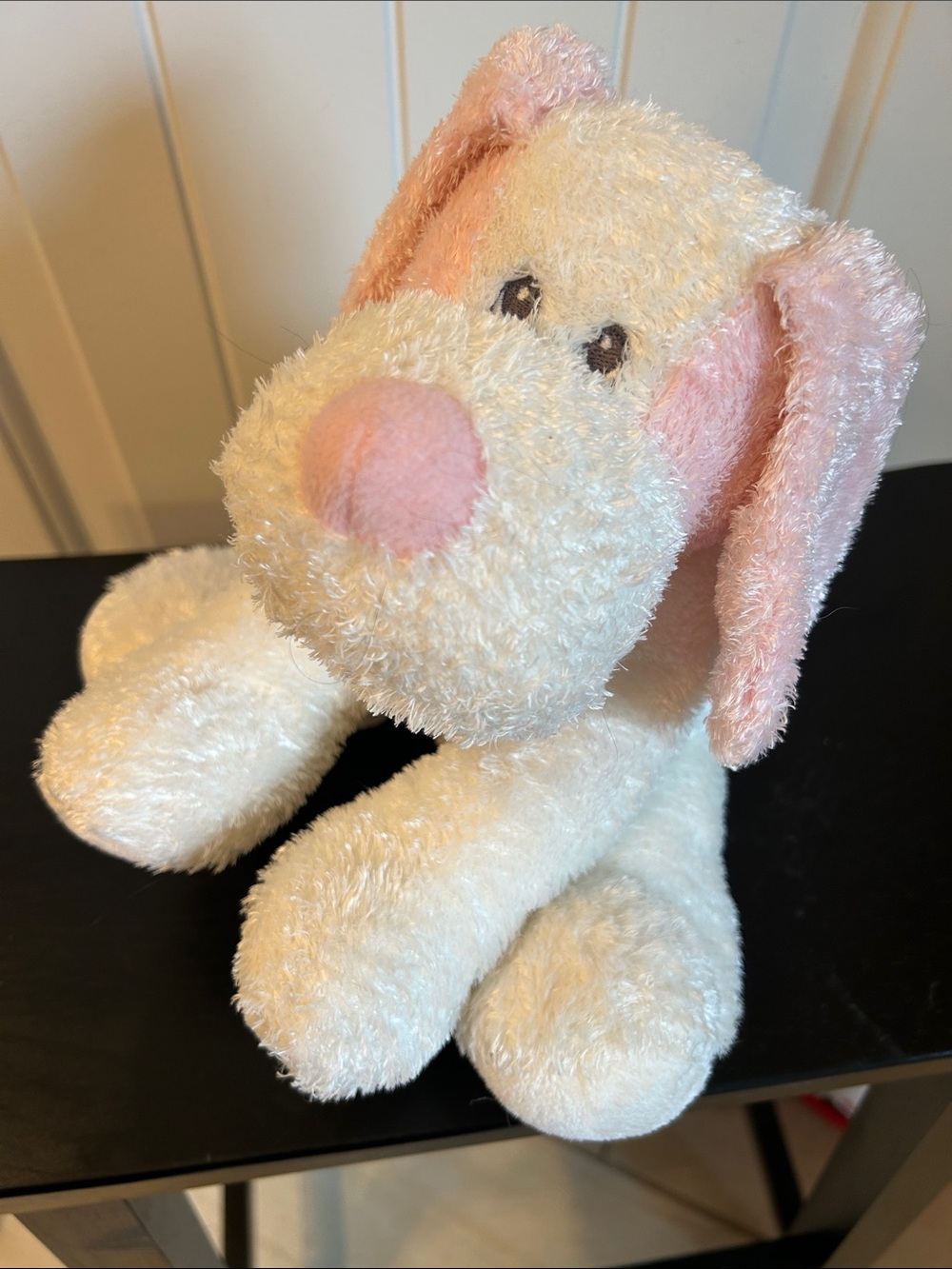 Aurora Baby White Plush Puppy with Pink Logo Tag